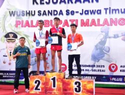 Wushu Sanda se -Jatim Piala Bupati Malang, Naufar Rafif Al Fathan Raih Medali Emas